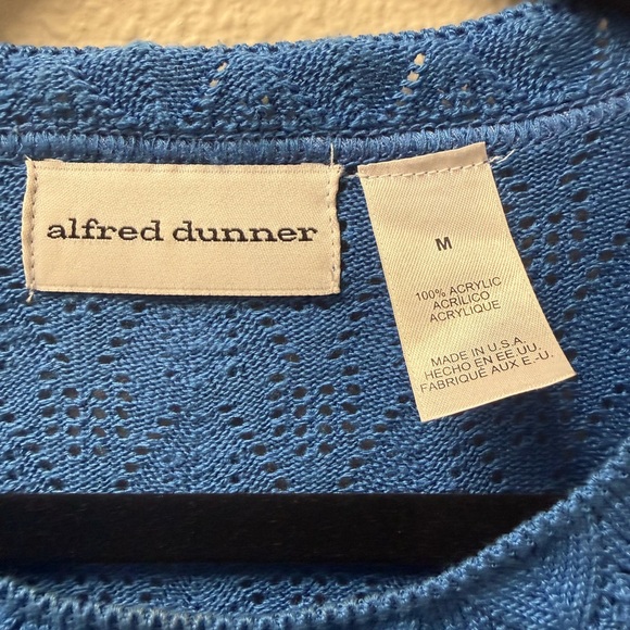 Alfred Dunner Blue Pointelle Knit Sweater Top Medium USA - Picture 5 of 9